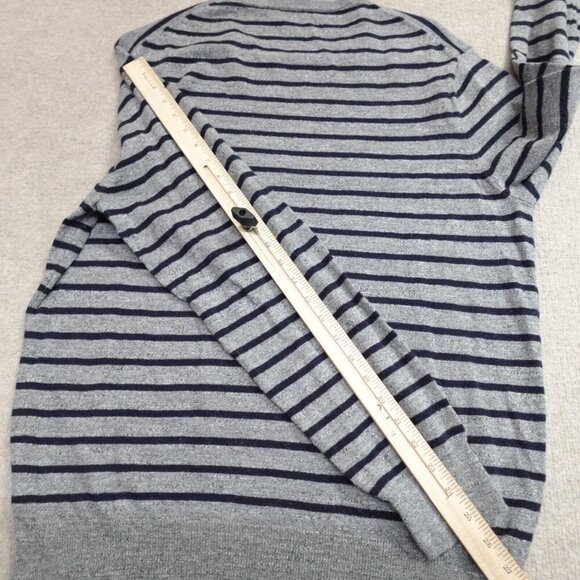 J.Crew Sweater XL Gray Striped Rugged Cotton Crew Neck - Picture 9 of 10